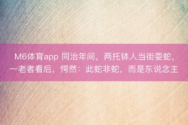 M6体育app 同治年间,两托钵人当街耍蛇,一老者看后,愕然:此蛇非蛇,而是东说念主