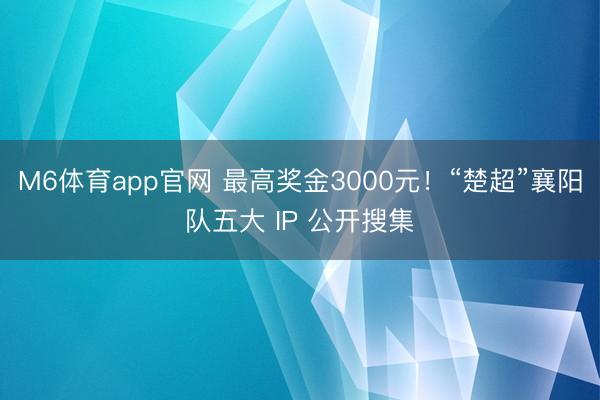 M6体育app官网 最高奖金3000元！“楚超”襄阳队五大 IP 公开搜集