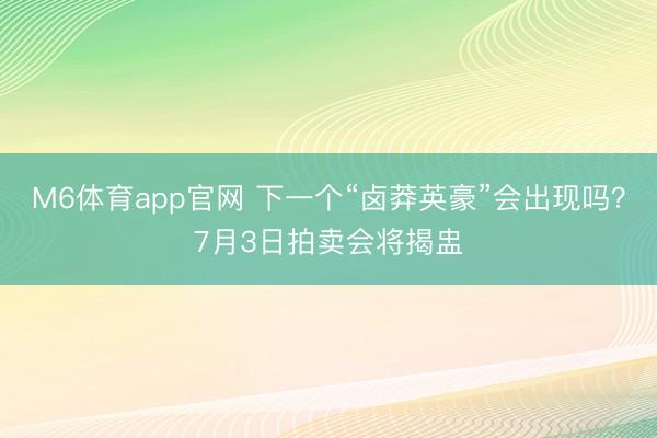 M6体育app官网 下一个“卤莽英豪”会出现吗?7月3日拍卖会将揭盅