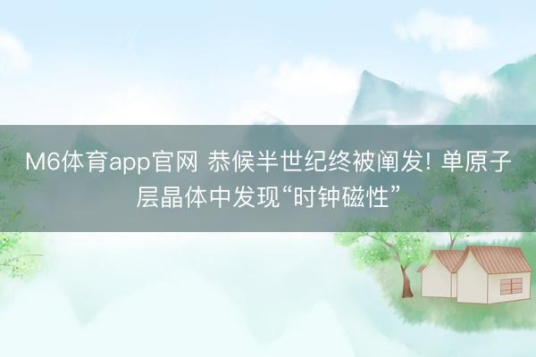 M6体育app官网 恭候半世纪终被阐发! 单原子层晶体中发现“时钟磁性”