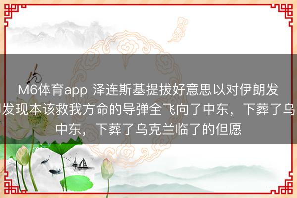 M6体育app 泽连斯基提拔好意思以对伊朗发动缺点！转瞬却发现本该救我方命的导弹全飞向了中东，下葬了乌克兰临了的但愿