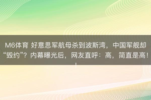 M6体育 好意思军航母杀到波斯湾，中国军舰却“毁约”？内幕曝光后，网友直呼：高，简直是高！
