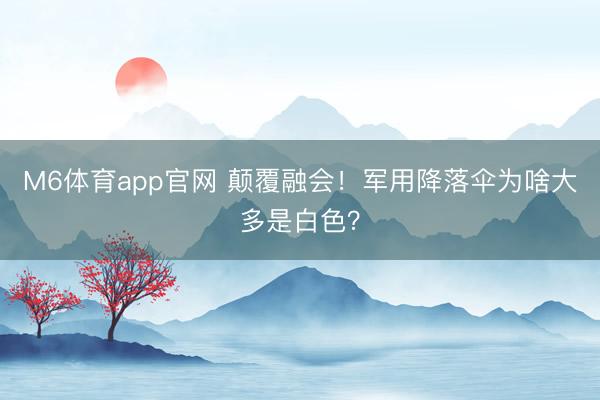 M6体育app官网 颠覆融会！军用降落伞为啥大多是白色？