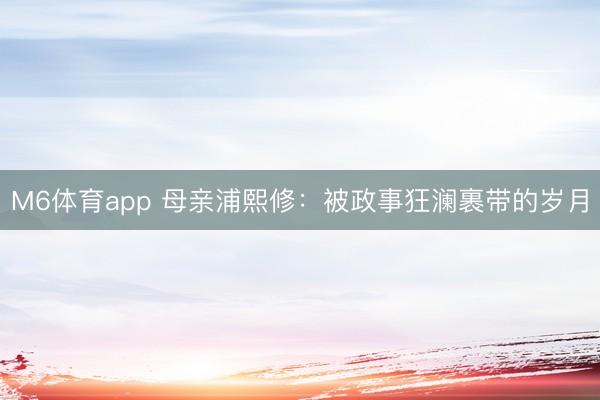 M6体育app 母亲浦熙修：被政事狂澜裹带的岁月