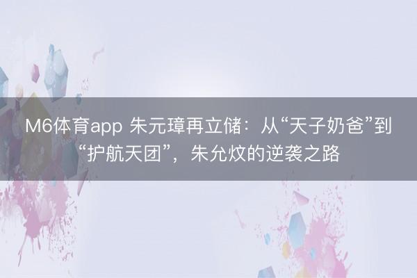 M6体育app 朱元璋再立储：从“天子奶爸”到“护航天团”，朱允炆的逆袭之路