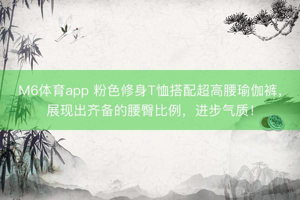 M6体育app 粉色修身T恤搭配超高腰瑜伽裤，展现出齐备的腰臀比例，进步气质！