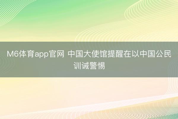 M6体育app官网 中国大使馆提醒在以中国公民训诫警惕