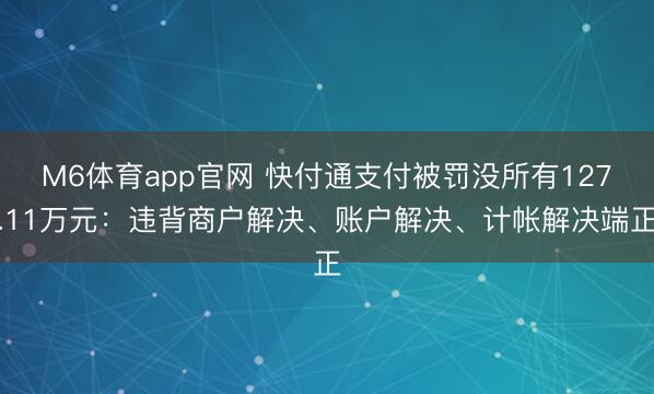 M6体育app官网 快付通支付被罚没所有127.11万元：违背商户解决、账户解决、计帐解决端正