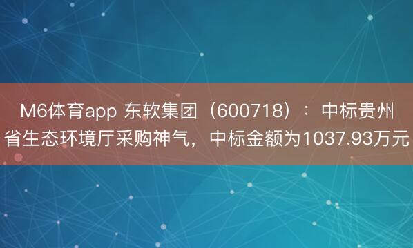 M6体育app 东软集团（600718）：中标贵州省生态环境厅采购神气，中标金额为1037.93万元