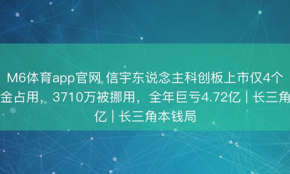 M6体育app官网 信宇东说念主科创板上市仅4个月现资金占用，3710万被挪用，全年巨亏4.72亿 | 长三角本钱局