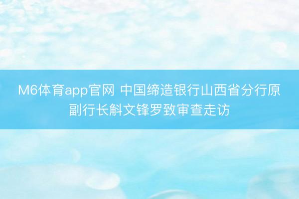 M6体育app官网 中国缔造银行山西省分行原副行长斛文锋罗致审查走访