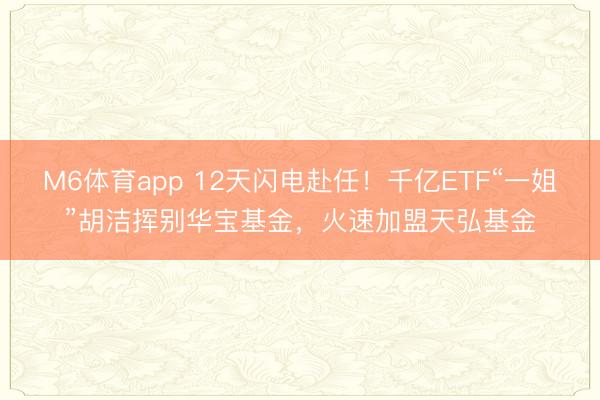M6体育app 12天闪电赴任！千亿ETF“一姐”胡洁挥别华宝基金，火速加盟天弘基金