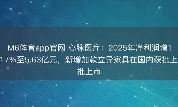 M6体育app官网 心脉医疗：2025年净利润增12.17%至5.63亿元，新增加款立异家具在国内获批上市