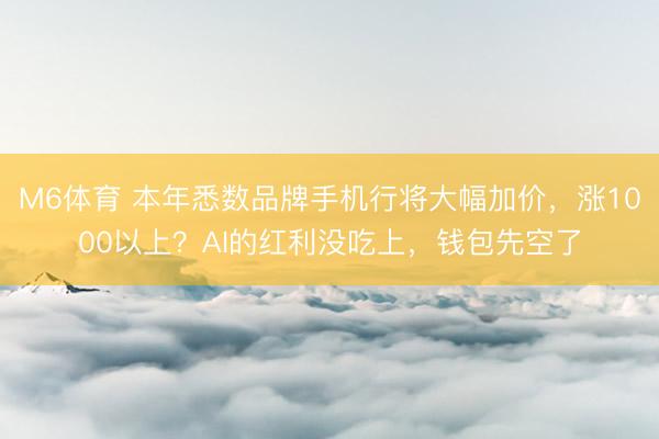 M6体育 本年悉数品牌手机行将大幅加价，涨1000以上？AI的红利没吃上，钱包先空了