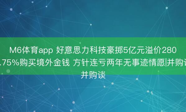 M6体育app 好意思力科技豪掷5亿元溢价2802.75%购买境外金钱 方针连亏两年无事迹情愿|并购谈