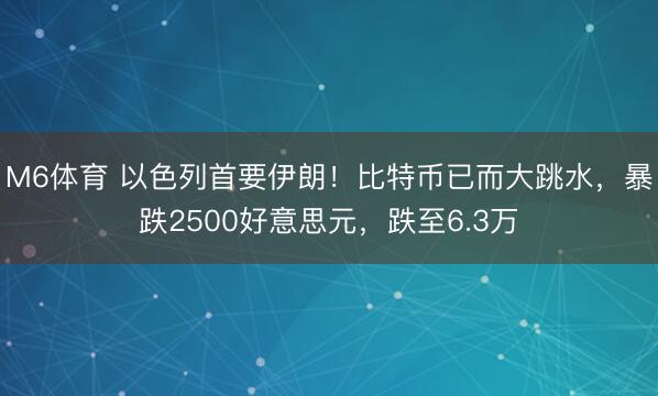 M6体育 以色列首要伊朗！比特币已而大跳水，暴跌2500好意思元，跌至6.3万
