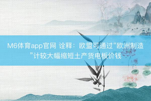 M6体育app官网 诠释：欧盟可通过“欧洲制造”计较大幅缩短土产货电板价钱