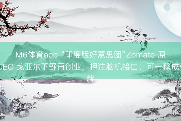 M6体育app “印度版好意思团”Zomato 原 CEO 戈亚尔下野再创业，押注脑机接口、可一稔成就