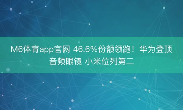 M6体育app官网 46.6%份额领跑！华为登顶音频眼镜 小米位列第二