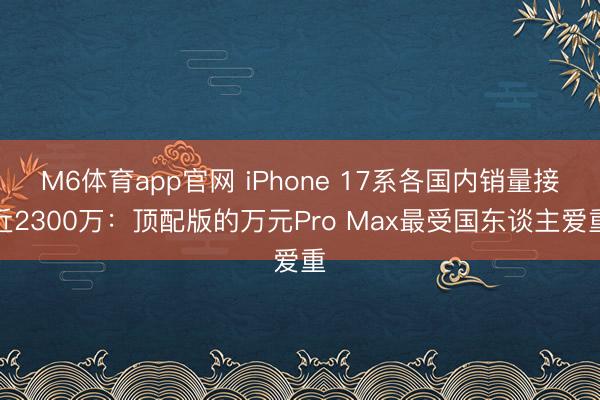 M6体育app官网 iPhone 17系各国内销量接近2300万：顶配版的万元Pro Max最受国东谈主爱重
