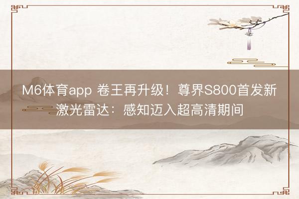 M6体育app 卷王再升级！尊界S800首发新激光雷达：感知迈入超高清期间