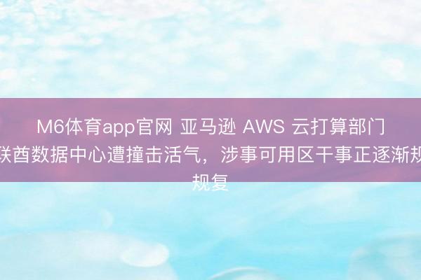M6体育app官网 亚马逊 AWS 云打算部门阿联酋数据中心遭撞击活气，涉事可用区干事正逐渐规复