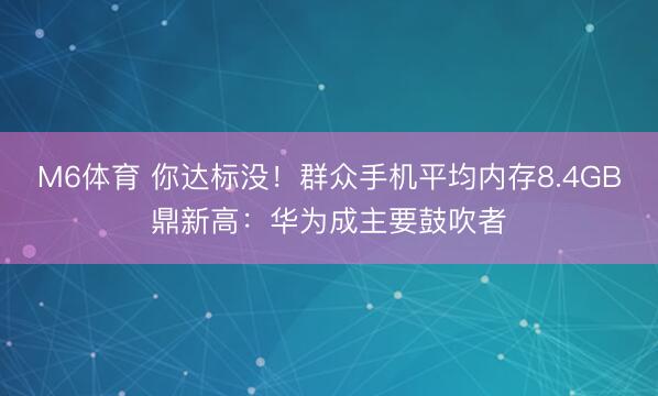 M6体育 你达标没！群众手机平均内存8.4GB鼎新高：华为成主要鼓吹者