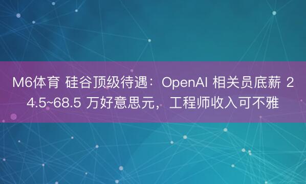 M6体育 硅谷顶级待遇：OpenAI 相关员底薪 24.5~68.5 万好意思元，工程师收入可不雅