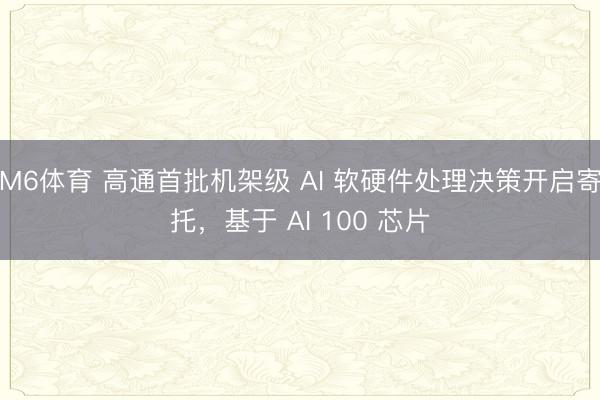 M6体育 高通首批机架级 AI 软硬件处理决策开启寄托，基于 AI 100 芯片