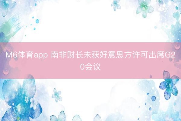 M6体育app 南非财长未获好意思方许可出席G20会议