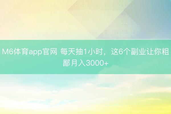 M6体育app官网 每天抽1小时，这6个副业让你粗鄙月入3000+