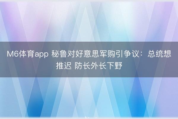 M6体育app 秘鲁对好意思军购引争议：总统想推迟 防长外长下野