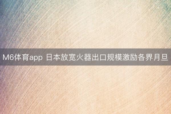 M6体育app 日本放宽火器出口规模激励各界月旦