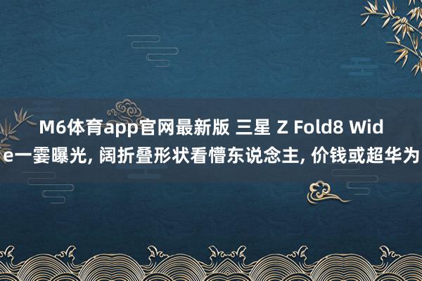 M6体育app官网最新版 三星 Z Fold8 Wide一霎曝光， 阔折叠形状看懵东说念主， 价钱或超华为