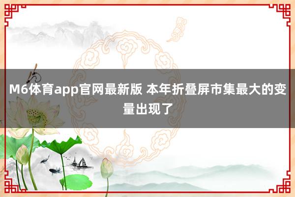 M6体育app官网最新版 本年折叠屏市集最大的变量出现了