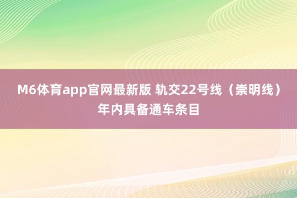 M6体育app官网最新版 轨交22号线(崇明线)年内具备通车条目