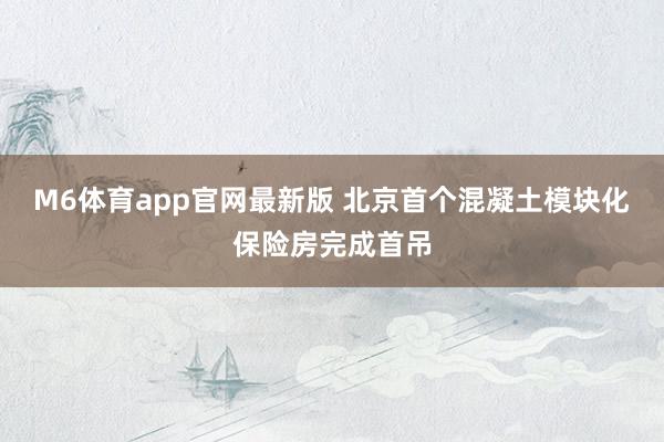 M6体育app官网最新版 北京首个混凝土模块化保险房完成首吊