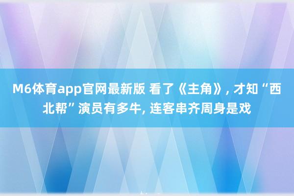 M6体育app官网最新版 看了《主角》, 才知“西北帮”演员有多牛, 连客串齐周身是戏
