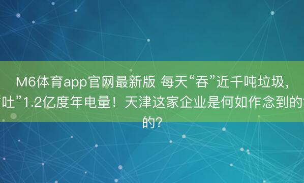 M6体育app官网最新版 每天“吞”近千吨垃圾,“吐”1.2亿度年电量!天津这家企业是何如作念到的?