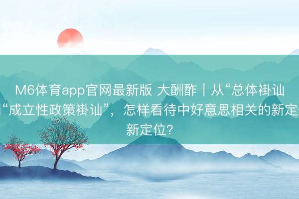 M6体育app官网最新版 大酬酢|从“总体褂讪”到“成立性政策褂讪”,怎样看待中好意思相关的新定位?