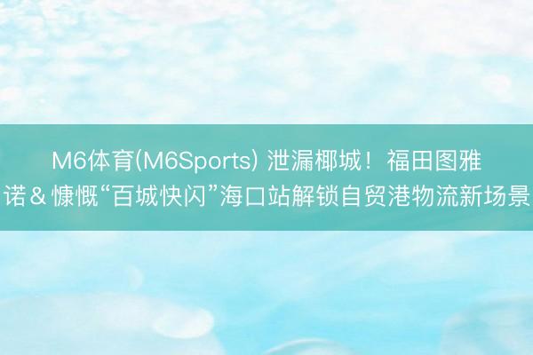 M6体育(M6Sports) 泄漏椰城！福田图雅诺＆慷慨“百城快闪”海口站解锁自贸港物流新场景