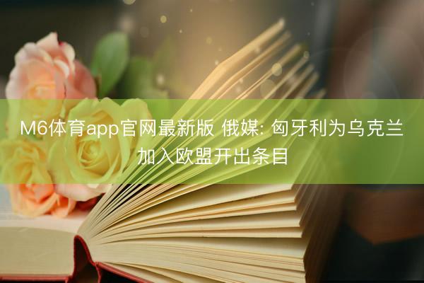 M6体育app官网最新版 俄媒: 匈牙利为乌克兰加入欧盟开出条目