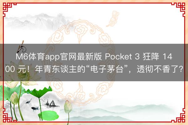 M6体育app官网最新版 Pocket 3 狂降 1400 元！年青东谈主的“电子茅台”，透彻不香了？