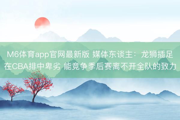 M6体育app官网最新版 媒体东谈主：龙狮插足在CBA排中卑劣 能竞争季后赛离不开全队的致力
