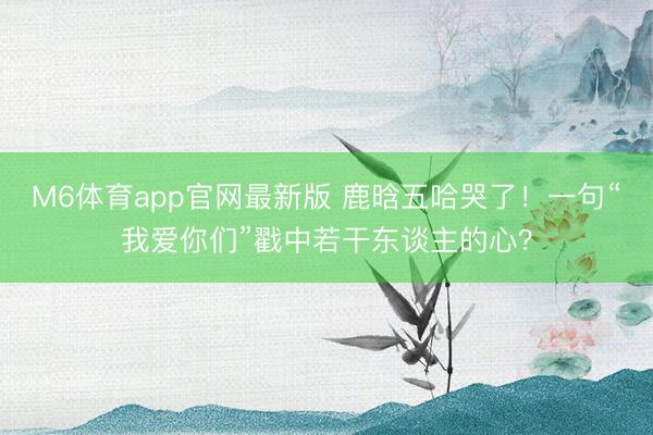 M6体育app官网最新版 鹿晗五哈哭了！一句“我爱你们”戳中若干东谈主的心？