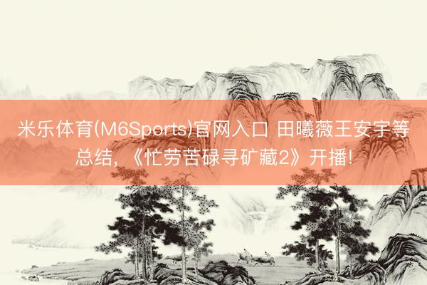 米乐体育(M6Sports)官网入口 田曦薇王安宇等总结, 《忙劳苦碌寻矿藏2》开播!